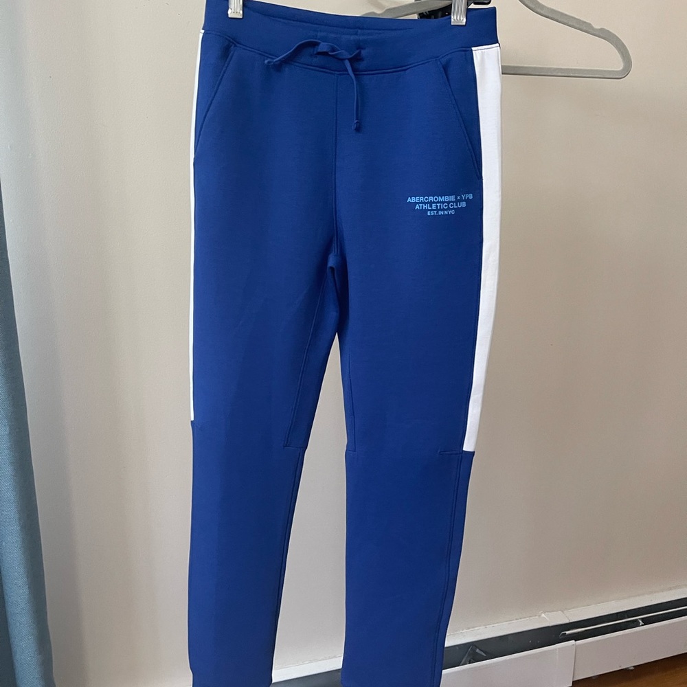 Abercrombie & Fitch Royal Blue Joggers with White Accents